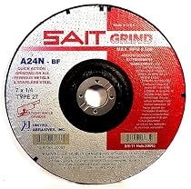 SAIT 20170 Type 27 5-Inch x 1/4-Inch x 5/8-11 12200 Max RPM Grade A24N Fast Depressed Center Grinding Wheels - 10 Pack