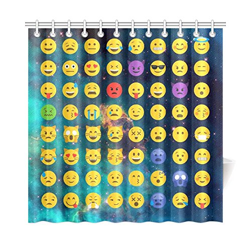 InterestPrint Emoji Galaxy Custom Home Decor 72 X 72 Inches Polyester Fabric Shower Curtain Bathroom Sets
