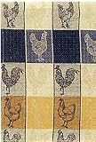 100% Cotton Jacquard Check Dishtowel Chickens 18" X 28" Set / 6