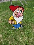 Lawn Art Figure Bashful From Snow White & The Seven Dwarfs Handcrafted & Painted With Great Detail Metal Stakes & Wall Mount Included