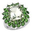 9.45 Carat Genuine Green Amethyst & Chrome Diopside .925 Silver Ring
