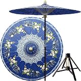 Japanese Garden Decor - 84 Asian Elephants Oriental Patio Umbrella & Bamboo Stand Optional