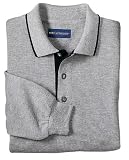 Long Sleeve Pique Knit Sport Shirt with Tipped Trim
