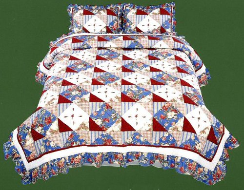 Rose Basket 100% Cotton Embroidered Quilt Full/Queen
