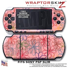 Kearas Flowers on Pink WraptorSkinz Skin and Screen Protector Kit fits Sony PSP Slim