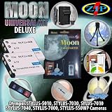 The Moon Universal Kit for OLYMPUS TG-320, STYLUS-5010, STYLUS-7030 STYLUS-7040, STYLUS-7010, STYLUS-7000, STYLUS-550WP. Includes: 2 Li-40B/42B 1000mAh Ultra High Capacity Batteries made with cells produced in JAPAN or USA, Table-Top Wire Tripod, 110/240 