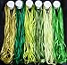6 Spools of 100% Pure Silk Ribbons - Green Tones - 60 mts x 4mm