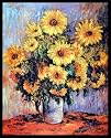 Claude Monet Sunflowers Flower Vase Framed Art Poster Print - 16" X 20"