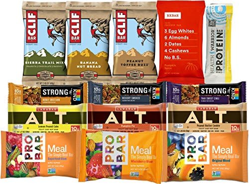 Premium Natural Healthy Protein Meal &amp; Snack Bar 14-Flavor Variety Sampler (Pack of 14) Includes RXBar, Clif Bar, Larabar, Probar, Strong &amp; Kind, and More