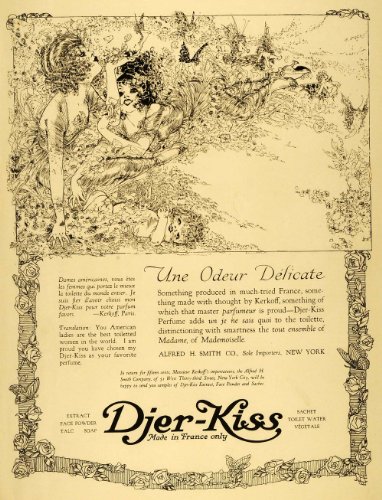 1918 Ad Djer Kiss Kerkoff French Perfume Art Nouveau - Original Print Ad