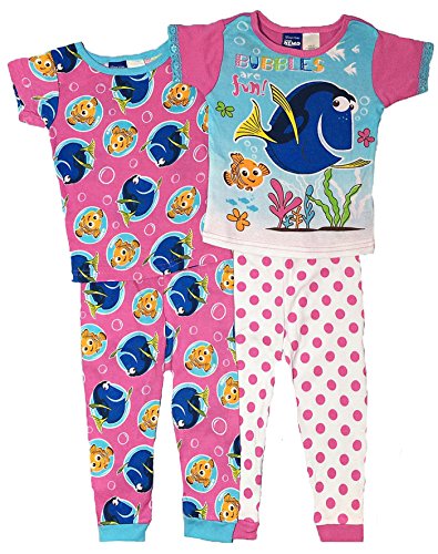 Disney Finding Dory Nemo Little Girls Toddler 4 Pc Cotton Pajama Set