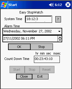 Easy StopWatch for PPC 2002