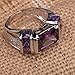 Yazilind Women's Ring with Emerald Cut Big Stone Purple Cubic Zirconia CZ Silver Plated US Size