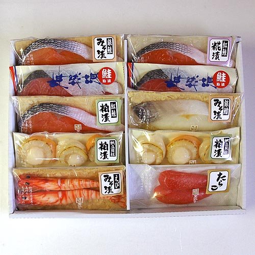 父の日、お中元、贈り物にも！【送料無料】　新潟・万越屋　漬け魚詰合せギフトセット　(BG-50)