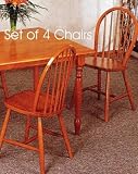 Set of 4 Oak Finish Windsor Dining Side Chairs/Chair w/Spindle Back & Legs