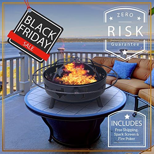 Mafrelia Wood Burning Fire Pit and Outdoor Patio Heater - Perfect for Entertaining or Bringing the Family Together, Texas Design
