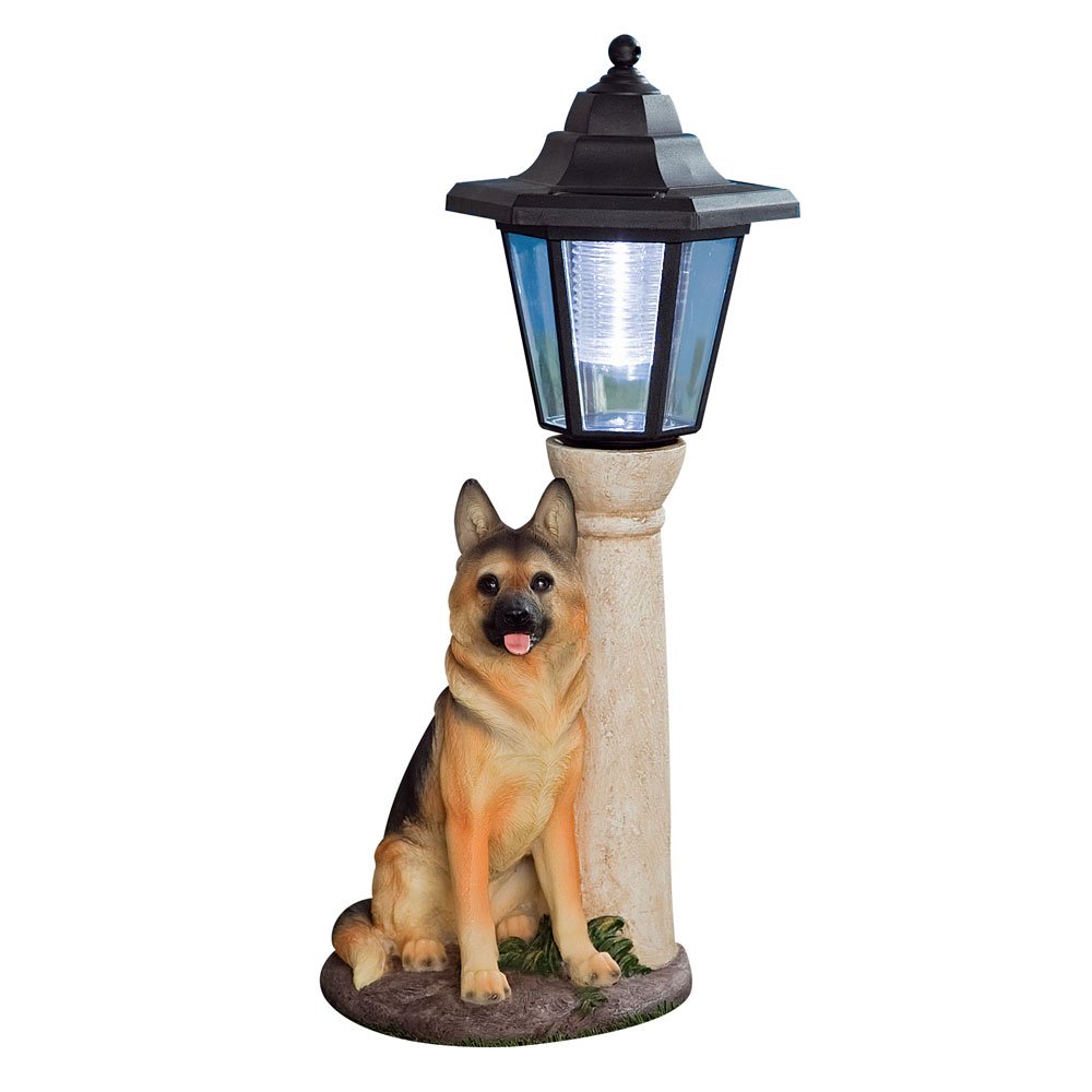 Outdoor Solar Power LED Lantern Dog Sculpture Path Light Home Garden