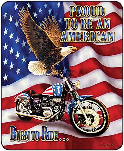 Patriotic Born To Ride Blanket Proud To Be An American Soft Warm Bed Throw