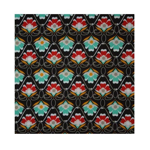 Red, Teal & Black Floral Liberty of London Lawn Cotton Handkerchief