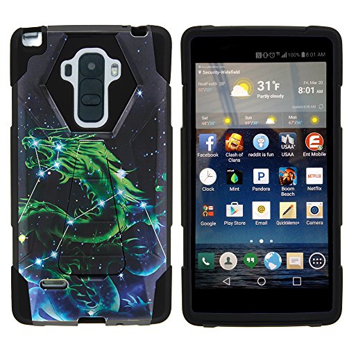 LG Stylo Case, Dual Layer Shell SHOCK Impact Kickstand Case with Unique Graphic Images for LG G Stylo LS770, H631, MS631, LG G4 Stylus by MINITURTLE - Dragon Constellation Stars