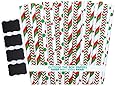 Outside the Box Papers Red, Green and White Stars, Stripes and Polka Dot Paper Straws Christmas Holiday Party Supply Biodegradable 7.75 Inches Pack of 100