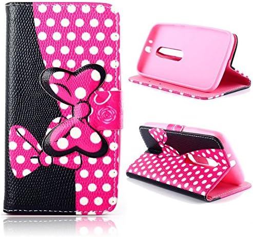 Moto G 3 Case Moto G(3rd Gen) Kickstand Case,Tribe-Tiger Minnie Mickey Series Premium Leather[Card Slot][Flip][Stand][Wallet]Cover Case for Motorola Moto G(3rd Generation 2015)(Black/Pink)