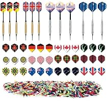 12 Turnierpfeile, 36 Flights (=12 sets), 500 bunte Spitzen