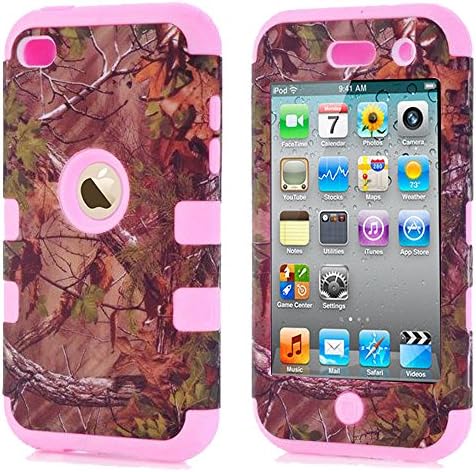 iPod Touch 4 Camo Cases, Kecko Dual Layer Tough Armor Camouflage Hunting Shockproof High Impact Hybrid Silicon Hard Suitable Fit Case Cover for Girls & Boys For ipod Touch 4 4th - Pink