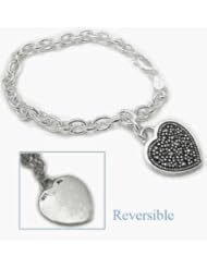 Sterling Silver Heart Charm Bracelet Marcasite