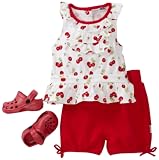 Vitamins Baby Girl Infant Cherries Three-Piece Short Set With Shoe, Red, 18 Months