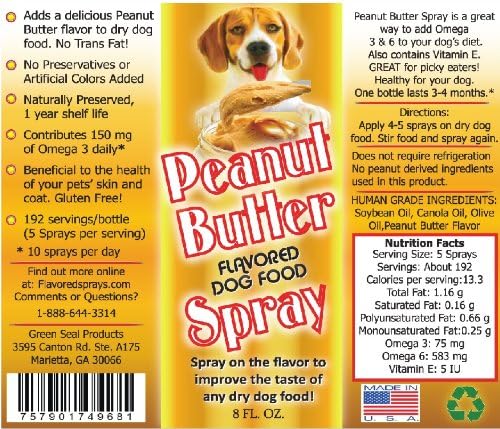 Peanut Butter Flavor Dog Food Spray, 8 oz