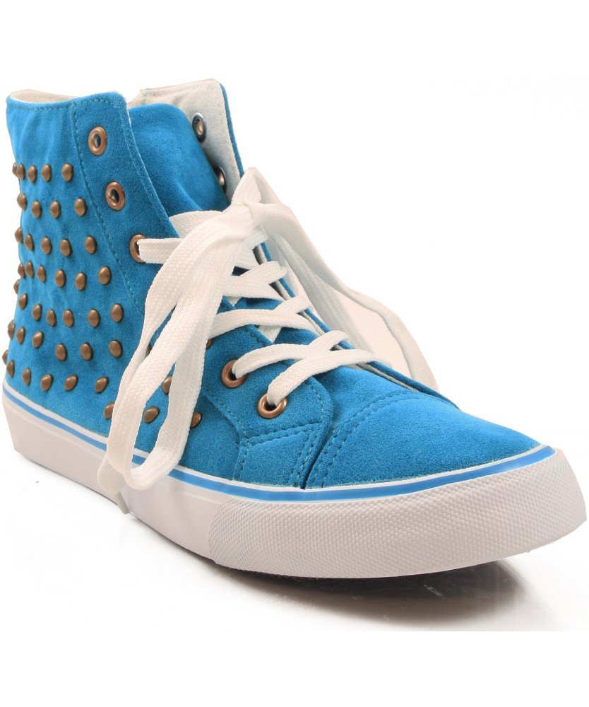Misbehave Punk-5 Studded Lace Up Sneaker Bootie BLUE