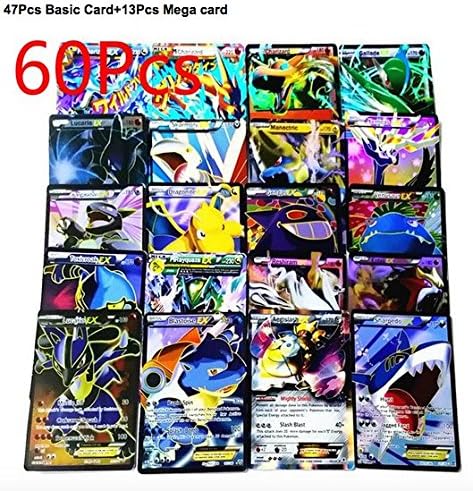 60 Cards Rare (47Pcs Basic Card+13Pcs Mega card) No Repeat - For Pokemon TCG EX Flash