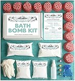 Bath Bomb Making Kit with 100% Pure Therapeutic Grade Essential Oils, (Makes 12 DIY Lush Cupcake Mold Bath Bombs), Gift Box Included.