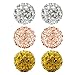 Areke Women's Bling Fireball Disco Ball Stud Earring Stainless Steel Cubic Zirconia Hypoallergenic Earrings Color White Golden Rose