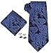 Coxeer® Men's Paisleyc Prom Necktie Sets :Cufflinks+pocket Square+cufflinks (Deep Blue)