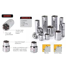 GearWrench 80563 11 Piece 3/8-Inch Drive 12 Point Deep SAE Socket Set