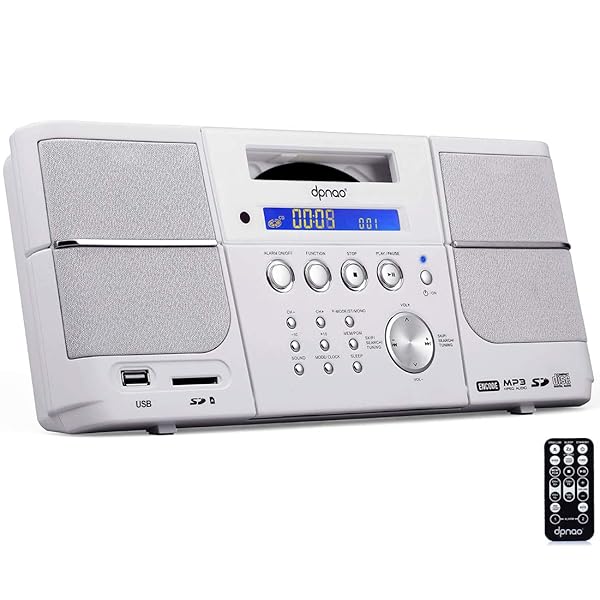 dpnao Portable CD Player Compact with Clock Alarm FM Radio Headphone