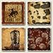 Western Rodeo Assorted Tumbled Stone Coaster Set of 4 by Highland Graphics