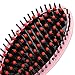 HeyBeauty Tourmaline Ceramic Hair Brush Straightener,Massage Detangling Hair Brush Instant Heating Anti Scald/Anti Static Hair Straightener,LED Display,Silky Straight Styling Iron,Pink