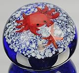 Murano Design Hand Blown Glass Art - Be My Valentine Series - Red Hot Valentine Crab with Seastar Paperweight (5 Stars Online Store - Ezshoponline, inc.)