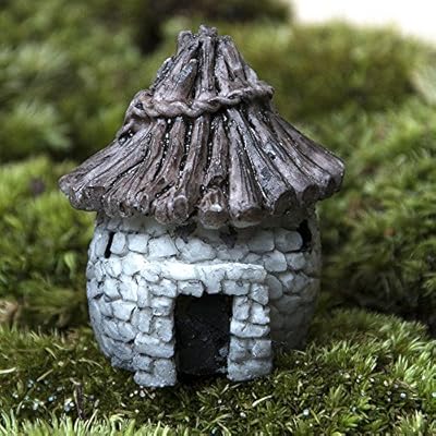 SecretRain Graues Steinhaus aus Harz DIY Gartendeko Puppenhaus