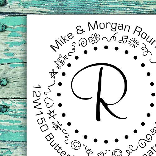 Personalized Designers Series Happy Day Border Custom Pre Inked Address Stamp