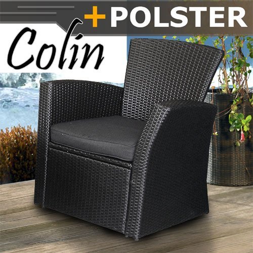 Poly Rattan Lounge Sessel + Polster