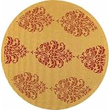 Safavieh Courtyard Collection Red Damask Rug, 5 ft 3 in round