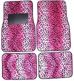 Pink Leopard Animal Print Front & Rear Carpet Car Truck SUV Floor Mats