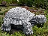 Steinfigur Tierfigur Schildkröte groß schiefergrau