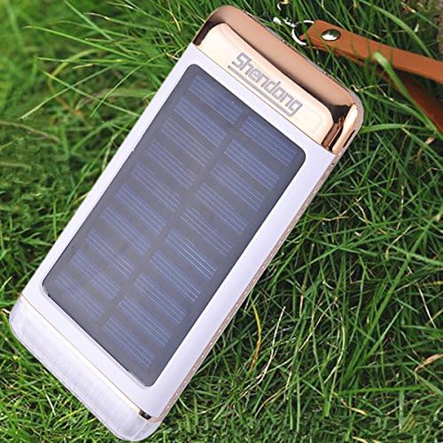 Shendong Portable Power Bank 10000 mAh, Emergency Solar Charger, Slim External Battery with LED, Color Lamp and Three USB Output for Cell Phone, iPad, Tablet, Camera and 5V USB Devices