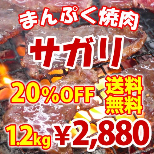 牛 まんぷく焼肉 サガリ 1.2kg (200g×6) 冷凍 自家製タレ付属 焼肉(焼き肉)・バーベキュー(BBQ) セット