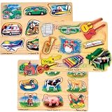 Baby : Set of All 3 Sound Puzzles (Vehicle, Farm, Instrument) By Melissa & Doug